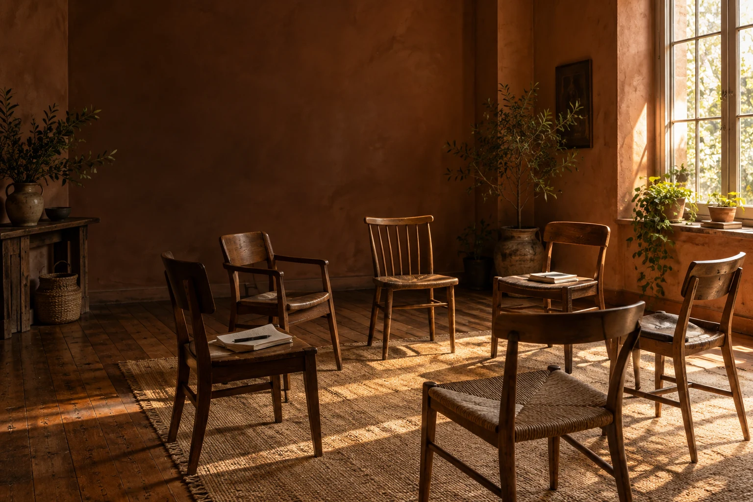 Une salle préparée pour un atelier collectif, image d’ambiance